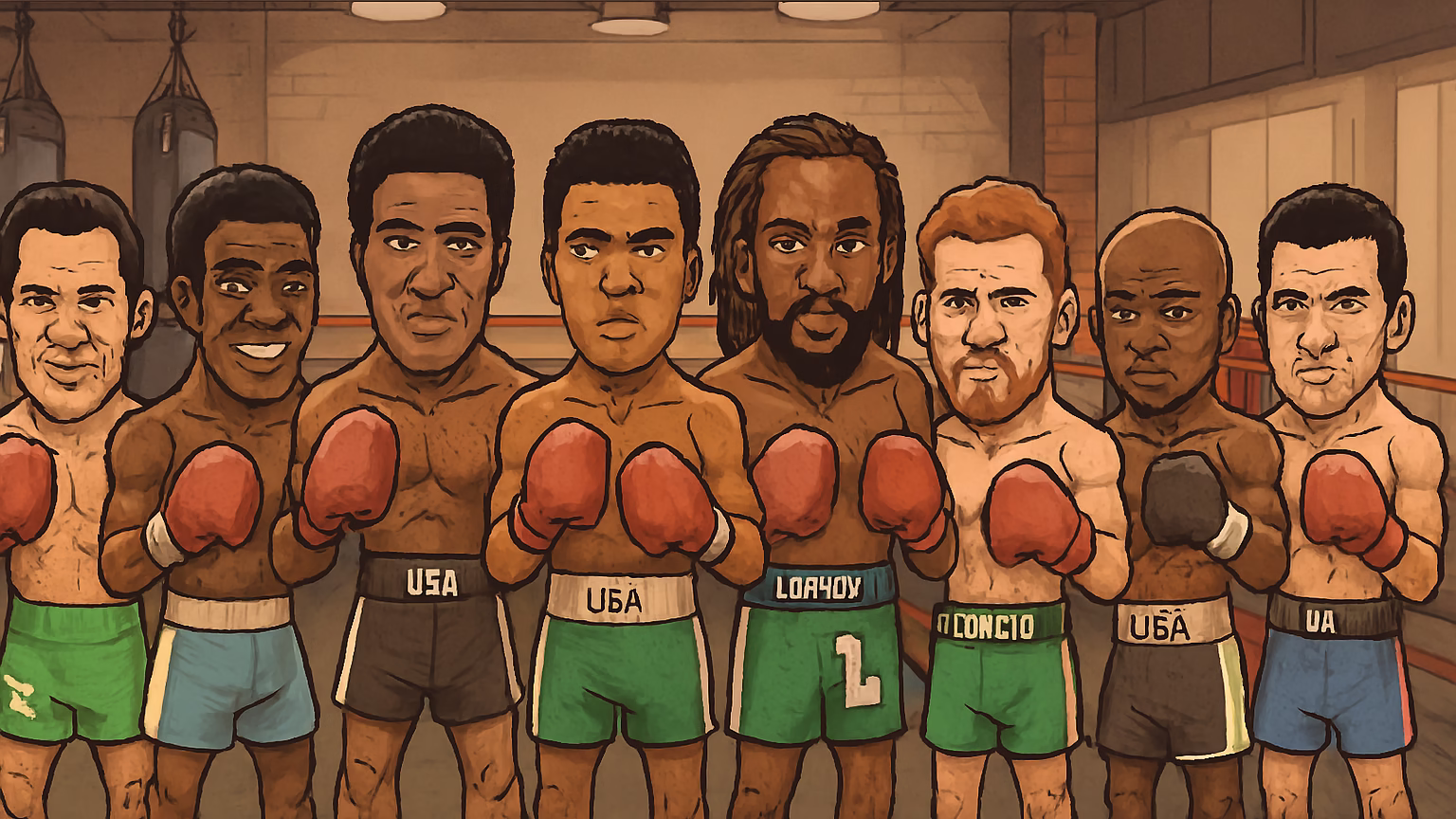 Caricatura de boxeadores